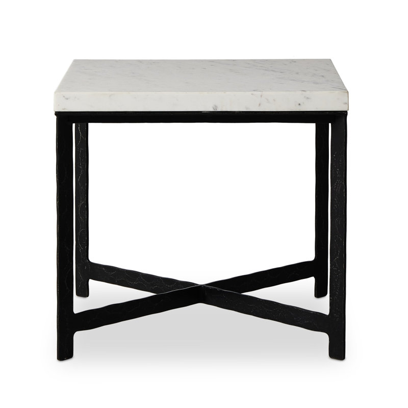 Table de bout Nelida, Plateau blanc / base noire