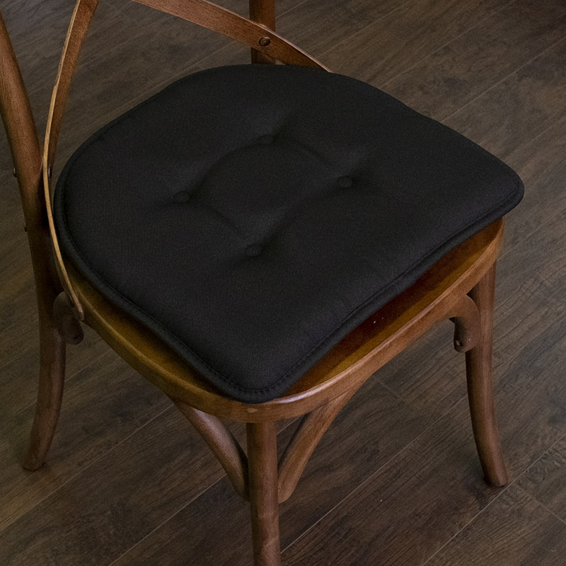 Solid U-Shaped Non-Slip Indoor Chair Cushion, Black, 12