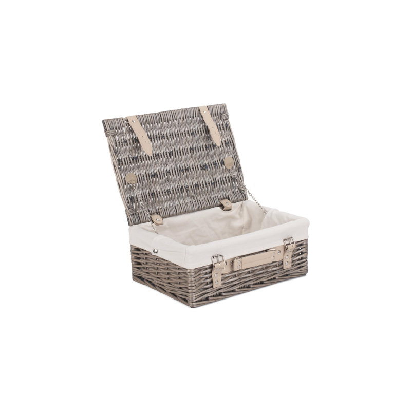 Wicker Basket with Lining, Antique Wash Hamper/White Lining