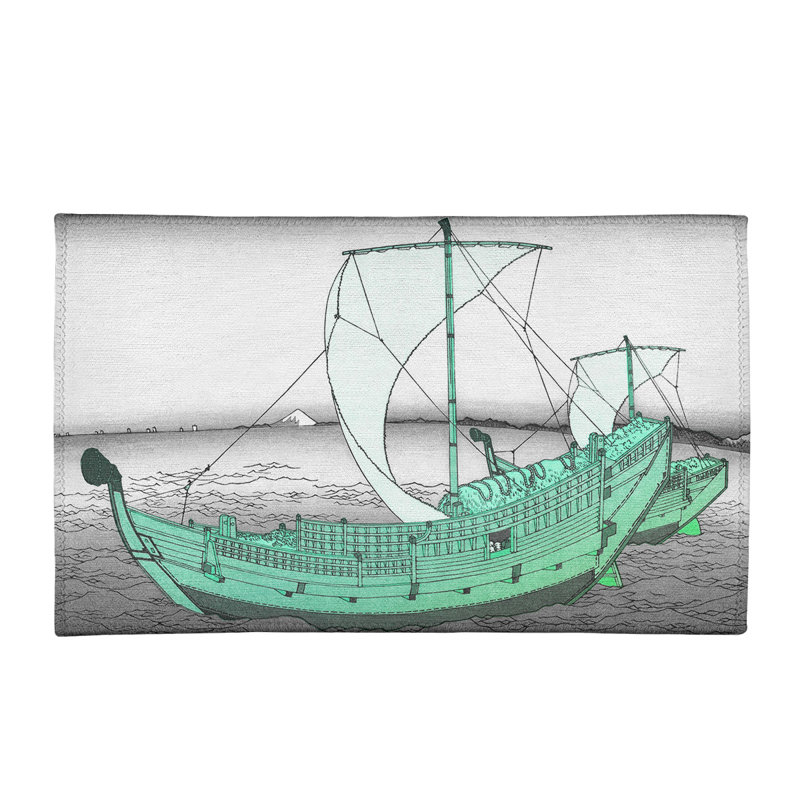 Tapis vert/gris de l’itinéraire sea kazusa, Rectangle 3 pi x 5 pi