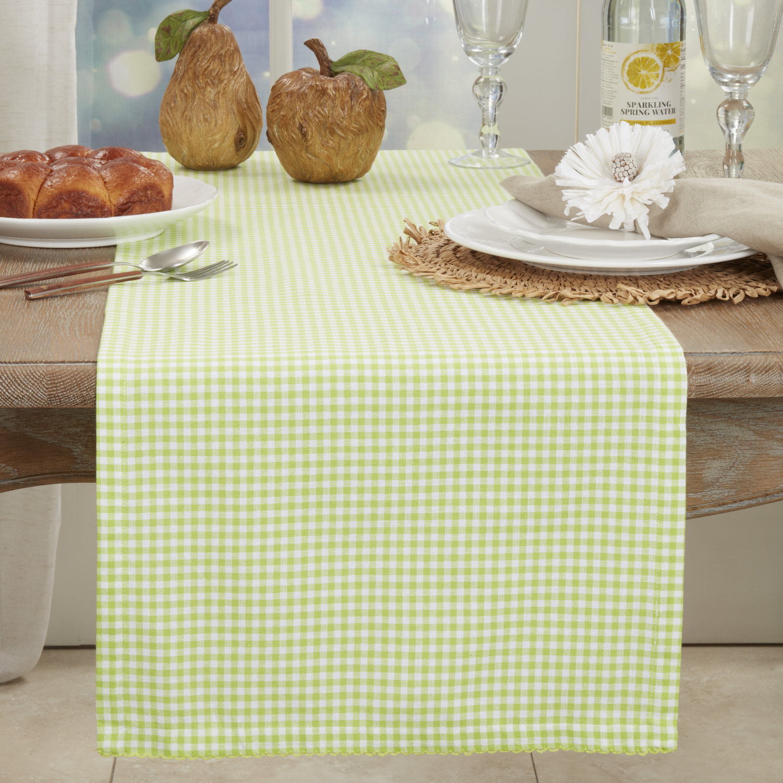 Ishida Gingham Table Runner, Green
