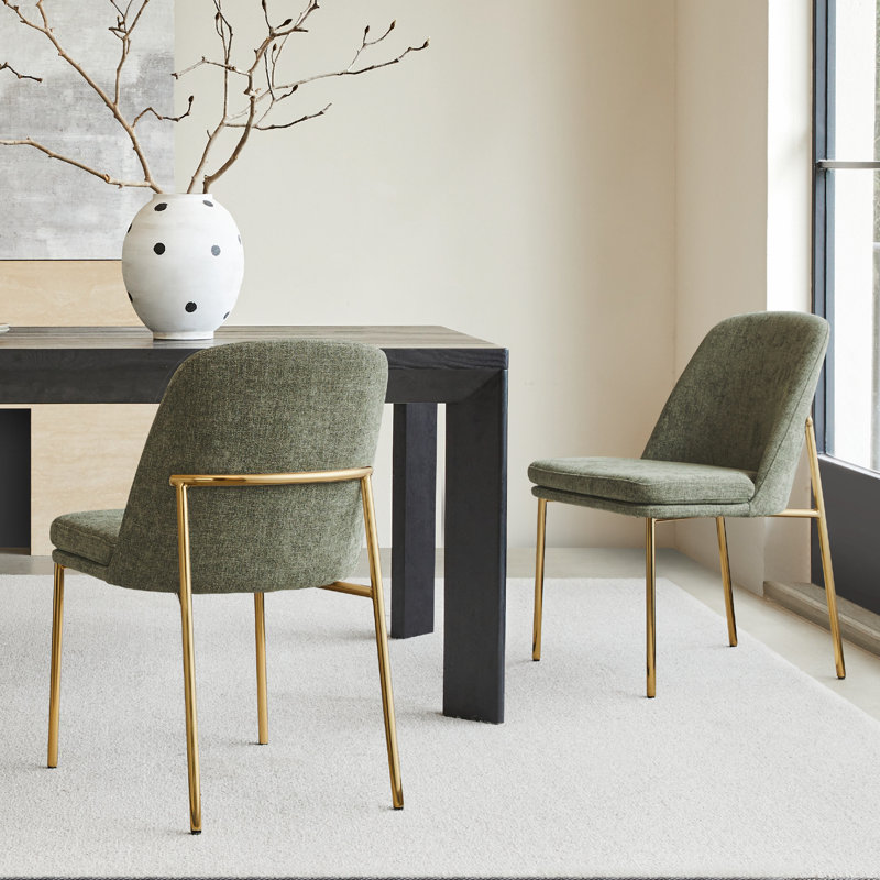 Angelick Dining Chair with Metal Frame, 2, Moss Green