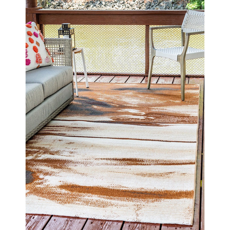 Outdoor Veranda Area Rug Bronzed Color, Rectangle 10' x 12'