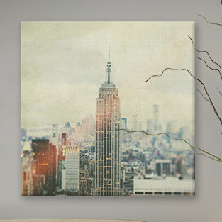 « new york », reproduction de photo sur toile tendue, H 12 po x l 12 po x P 0,75 po