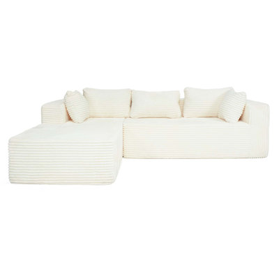 Corduroy Modular Sectional Sofa with Deep Seating Comfort