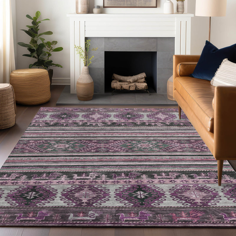 Claritha Purple Washable Indoor-Outdoor Rug - LOOMLAN, 5' x 7'6"