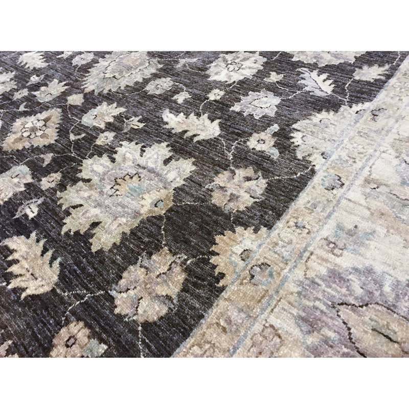 Ziegler Wool Oriental Area Rug in Black/Gray/Beige