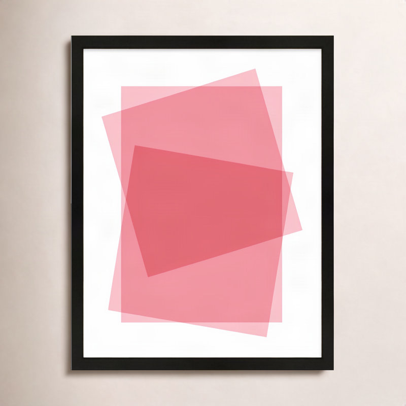 «Kami Pink Kami» encadré par Jacques Pilon, Papier avec cadre noir, H 50 po x l 40 po