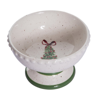 Ceramic Ice Cream Bowl with Tree Art Design - Colorful Serving Bowl for Christmas and Indoor Use - Perfect for Tabletop Decoration, Gift Giving, and Hostess Gifts - 10.5oz Capacity