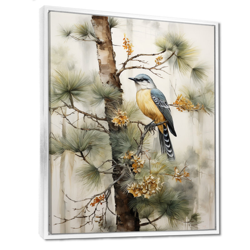 Forêt, gardiens du minimalisme III - décoration murale forêt, Cadre flottant blanc, H 32 po x l 16 po x P 1 po