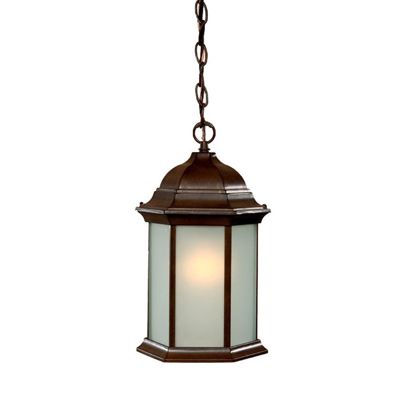 Pruitt Outdoor Hanging Lantern, Clear Beveled, No, Matte Black