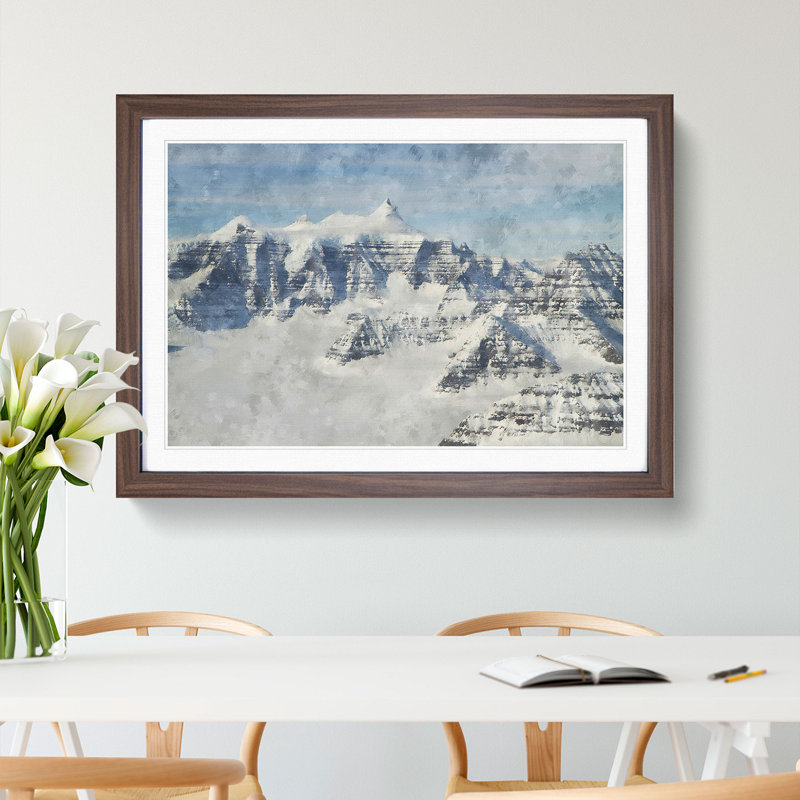 Mountain Ridges of Greenland - Framed Print, 27cm H x 36cm W x 2cm D, Walnut Framed