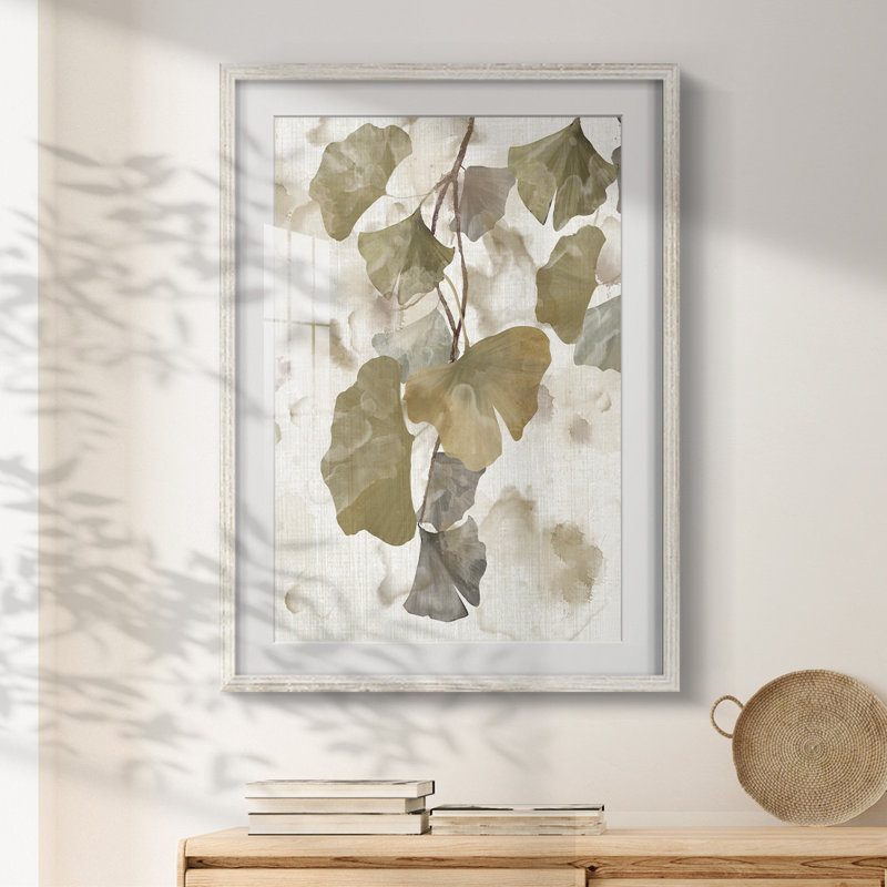 Ginkgo Accent I - impression encadrée, H 28,5 po x l 20,5 po, Blanc