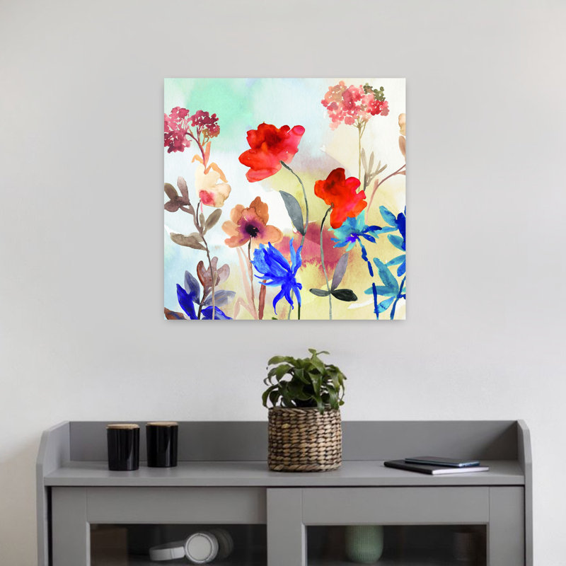 Mélange printanier, art floral abstrait, H 18 po x l 18 po