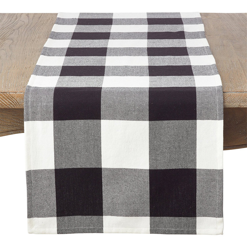 Fairley Reversible Table Runner, 108" x 16", White/Black