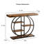 Console industrielle avec tablettes et base circulaire, table d'entrée étroite pour le couloir et le salon, brun rustique | Idée de cadeau