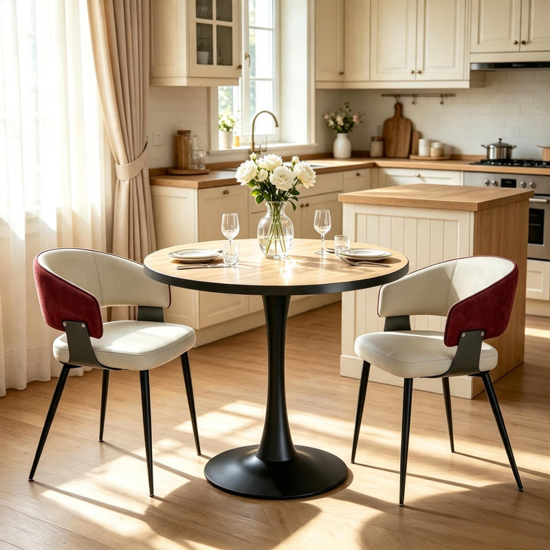 Dining Set, Red, Beige