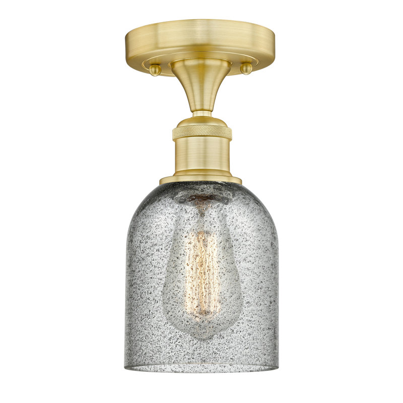Losurdo Glass Semi Flush Mount, Charcoal, Satin Gold