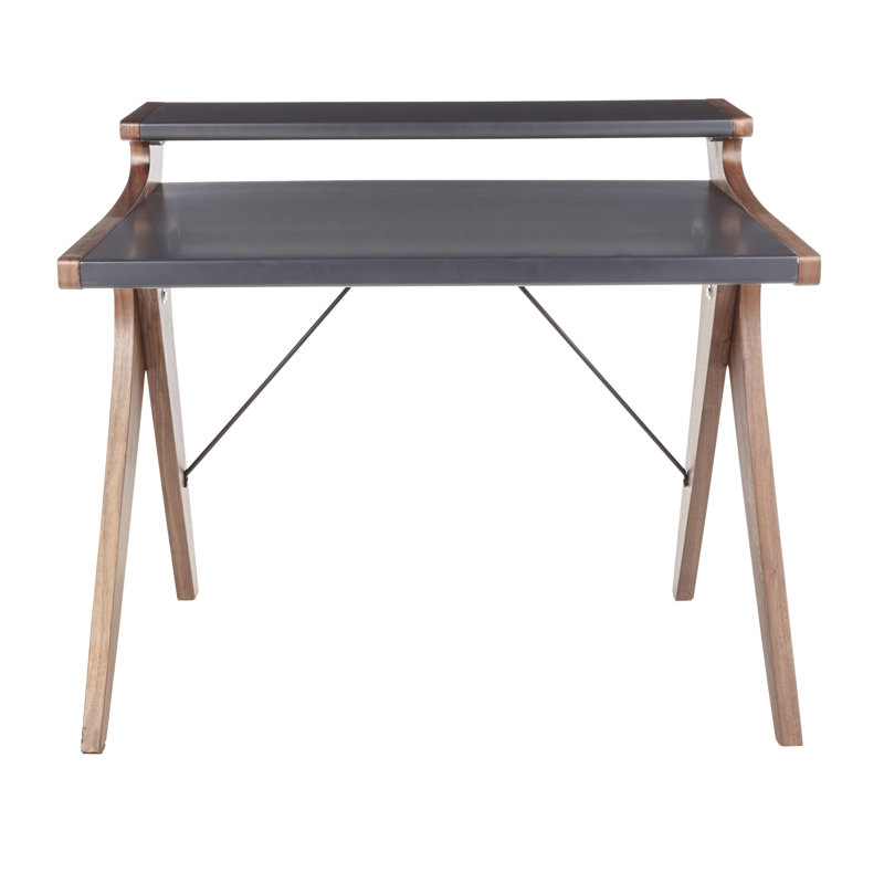 Bureau en bois avec rehausse, Gris