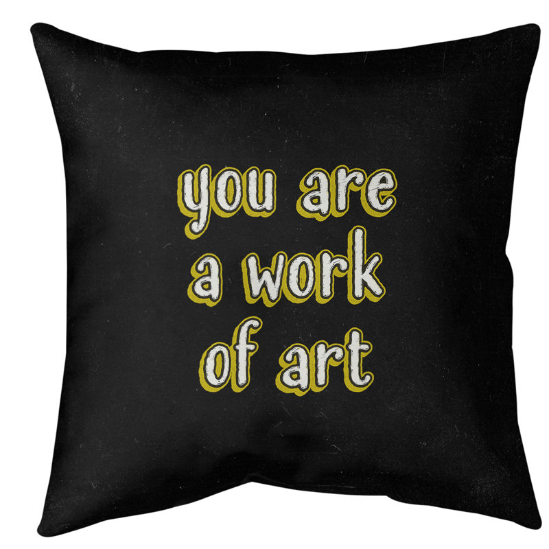 Coussin de sol œuvre d’art, H 36 po x l 36 po, Jaune