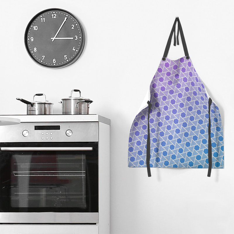 Tablier en hexagones et triangles Rainbow, Mauve / Bleu