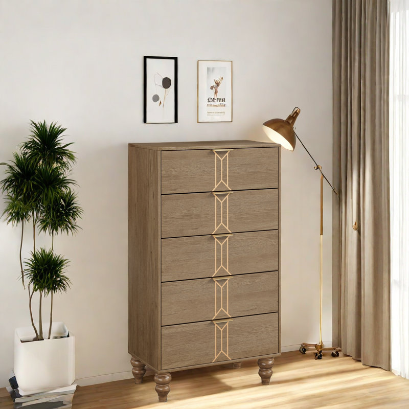 Commode 5 tiroirs, Bois