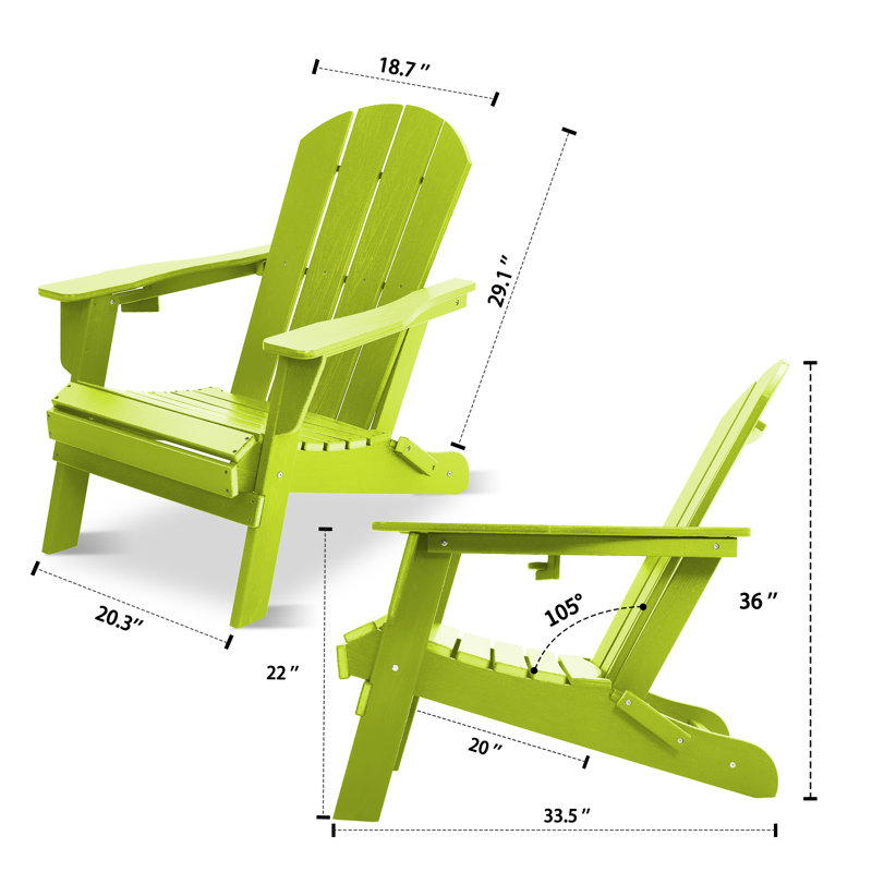 Chaises Adirondack pliantes en résine (ensemble de 2), Vert