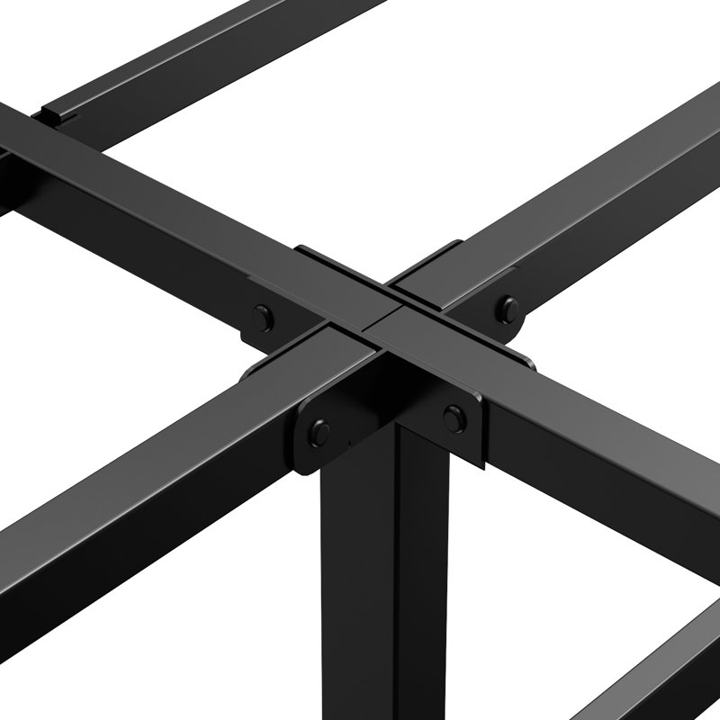 Structure de lit en métal noir Amylia robuste de 16 po, aucun sommier tapissier requis et lit plateforme facile à assembler