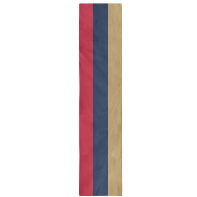 Chemin de table Florida, Rouge / bleu / doré mat, 72 po x 16 po, Polyester