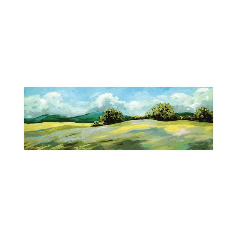 Lavender Breeze Panel Green by Kristina Wentzell - Panoramic Print on Canvas, Wrapped Canvas