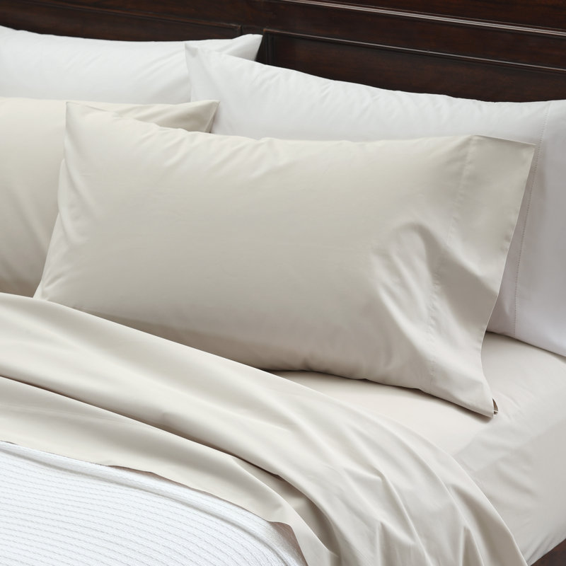 Cuddledown Signature Organic Percale Sheet Set, Driftwood, Twin Sheet Set with 1 Pillowcase