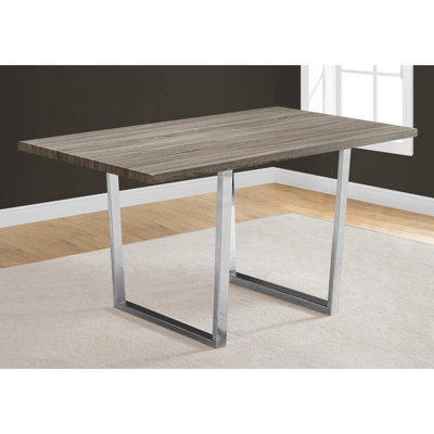 60" Modern Kitchen Table Taupe: Wood Look Top & Metal Base Rectangular Dining For Different Occasions