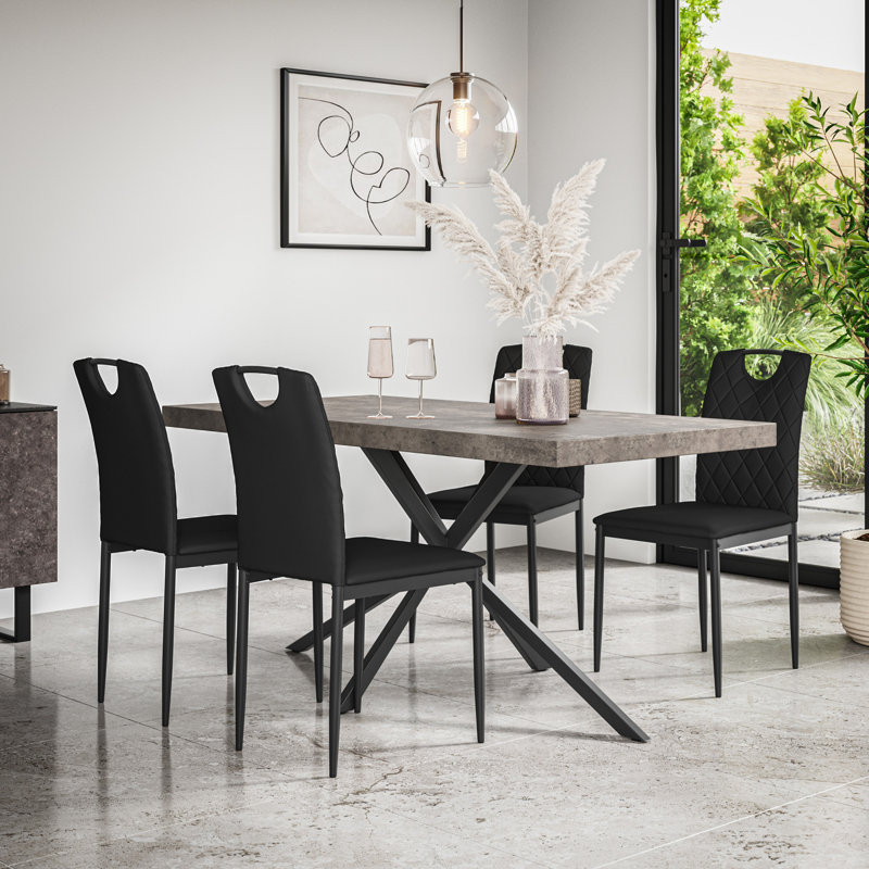 Beaudreult 6 - Person Dining Set, Grey/Black/Black