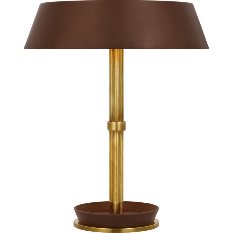 Hudson St. 20" Table Lamp, Natural Brass/Carob Leather