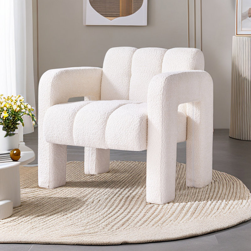 Chaise d'appoint pratique et large rembourrée, Polyester beige