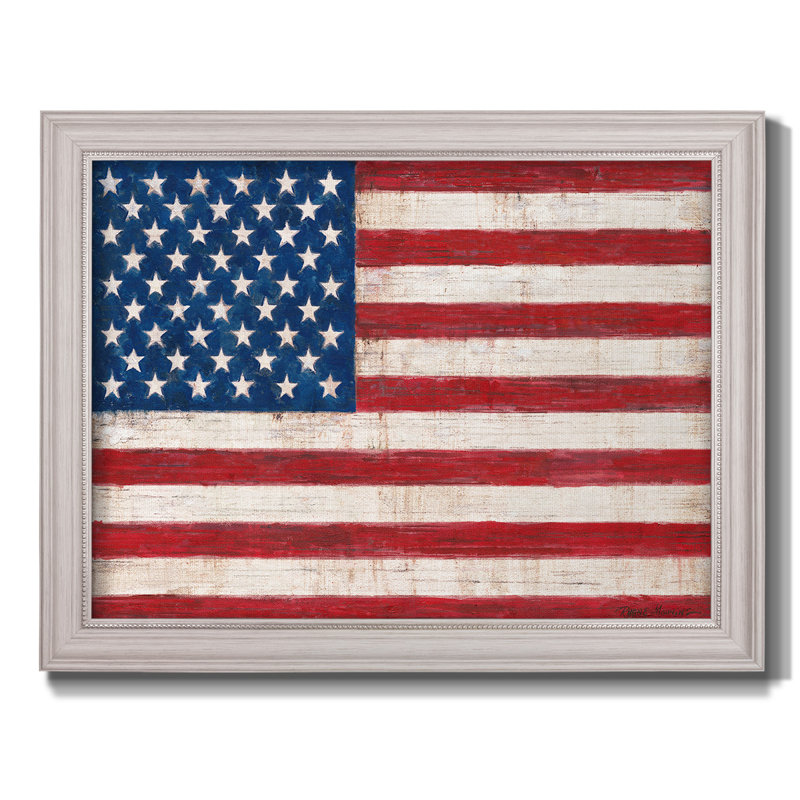 Toile encadrée de qualité supérieure Old Glory - prête à être accrochée, H 23 po x l 32 po x P 2,5 po, Encadré en gris clair