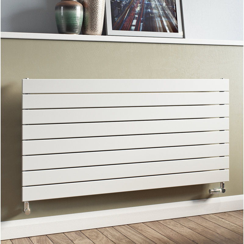 Andrew Horizontal Designer Radiator, White, 44.5cm H x 150cm W x 8.6cm D, 2