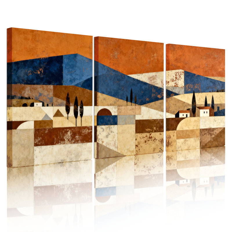Tableau abstrait sur toile tendue (ensemble de 3), H 30 po x l 60 po