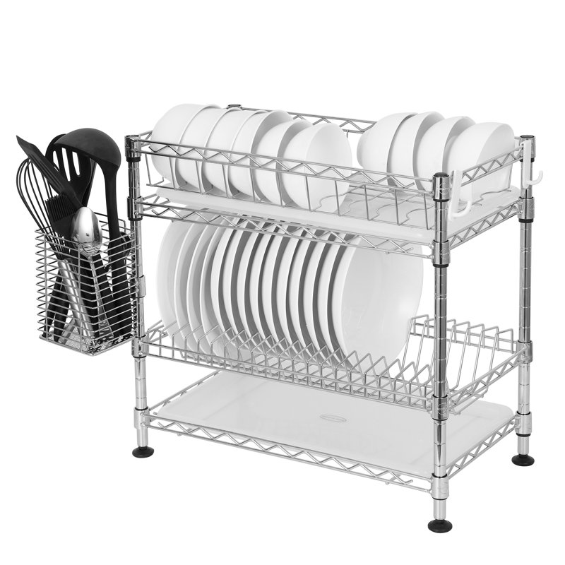 Adjustable Steel Dish Rack, 13" H x 21.7" W x 9.8" D