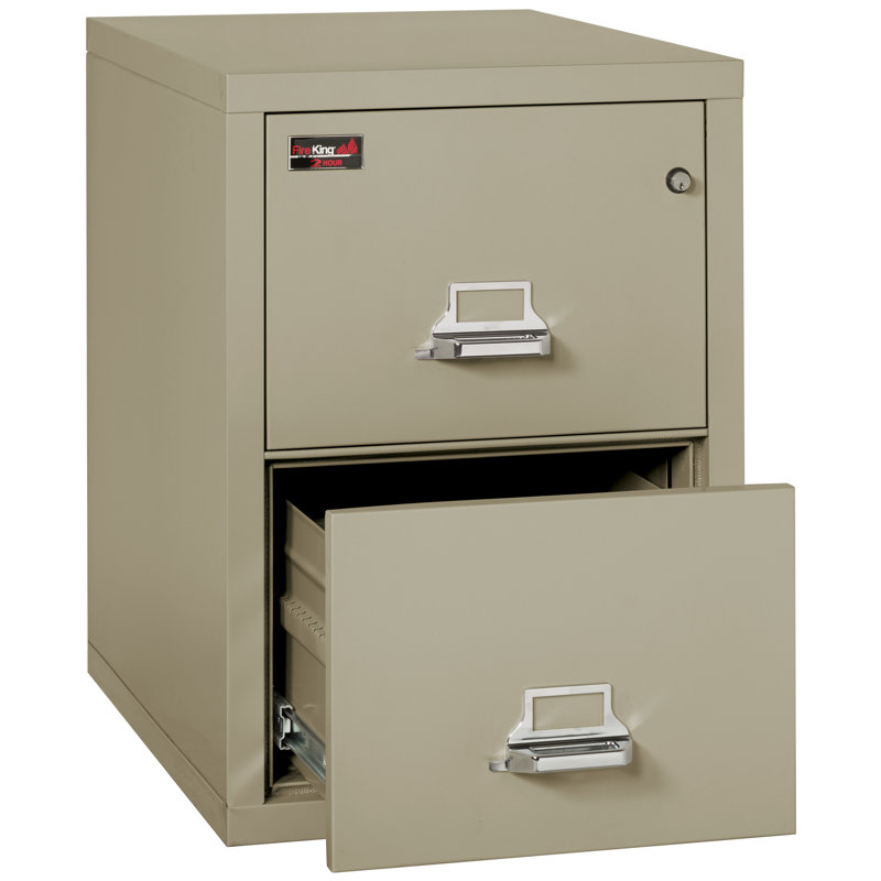 Classeur vertical ignifuge à 4 tiroirs, Serrure à clé taupe, L 21,31 po