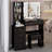 37-Inch Vanity Table Set With Sliding LED Mirror, AC/USB Sockets, Hair Dryer Stand, And Cushioned Stool-1451705573