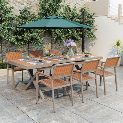 U_Style Experience Outdoor Dining Freedom With A Flexible Set Including Six Chairs And A Table That Extends From 62.9 To 82.6 Inches For Personalized Arrangements