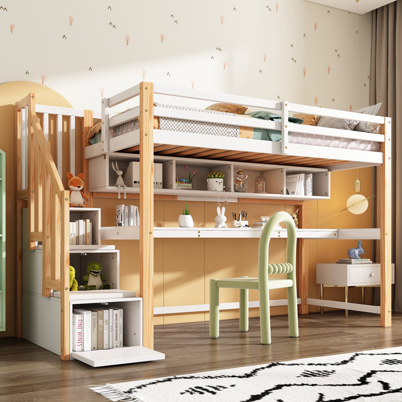 Single (3') Mid Sleepers Bed Frame with Storage Included with Desk Included