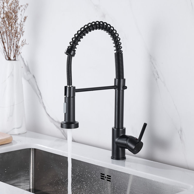 Uptap Pull Down Kitchen Faucet, Matte Black
