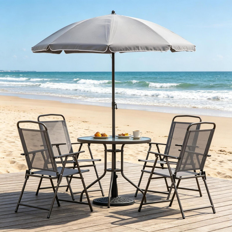 Ensembles de salle à manger portatifs de patio, salle à manger d'extérieur compacte moderne en verre d'acier