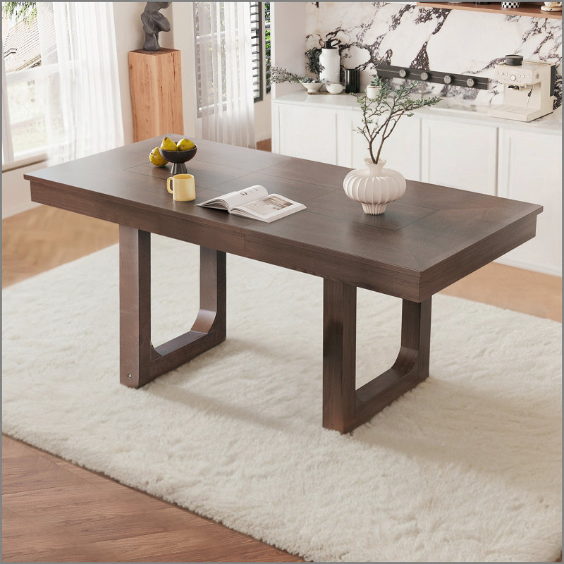 Table de salle à manger extensible de 60 à 78 po, table de cuisine en bois de ferme avec rallonge amovible, grande table extensible pour 4 à 8 personnes