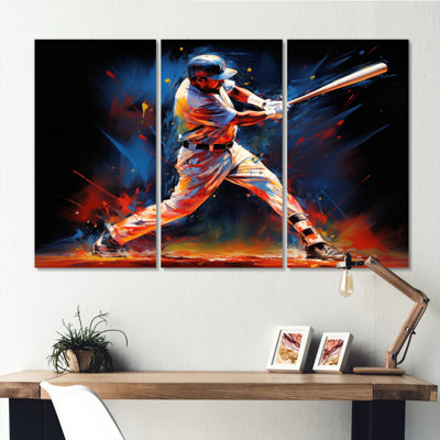 Baseball Swing Of Emotion IV sur toile, 3 pièces
