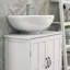 Meuble-lavabo de salle de bain Space, blanc, avec tablette réglable, étagère intérieure blanche