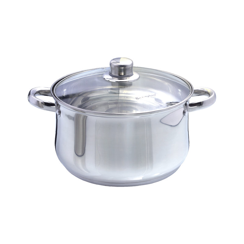 Buckingham Deep Casserole Dish Mirror Finish with Glass Lid, 6 Litre