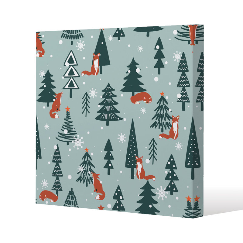 Fir-Trees Snow - Wrapped Canvas Print, 46cm H x 46cm W